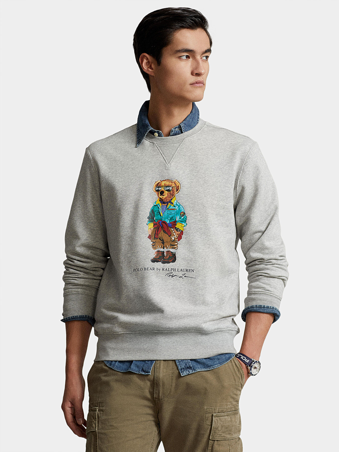 Grey sweatshirt with Polo Bear print brand POLO RALPH LAUREN