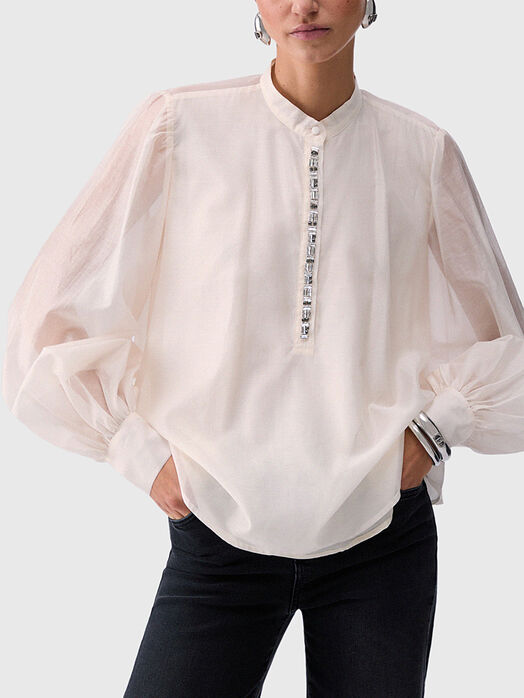 Black blouse with embroidered crystals