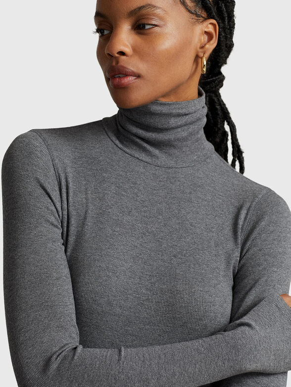 Sweater with polo collar in grey color - 4