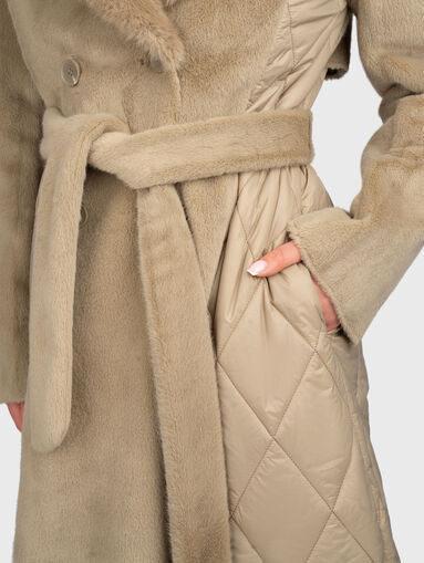 Quilted effect coat with belt - 5