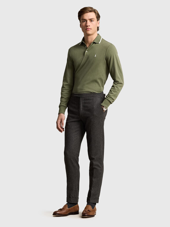 Green long sleeve polo shirt - 2