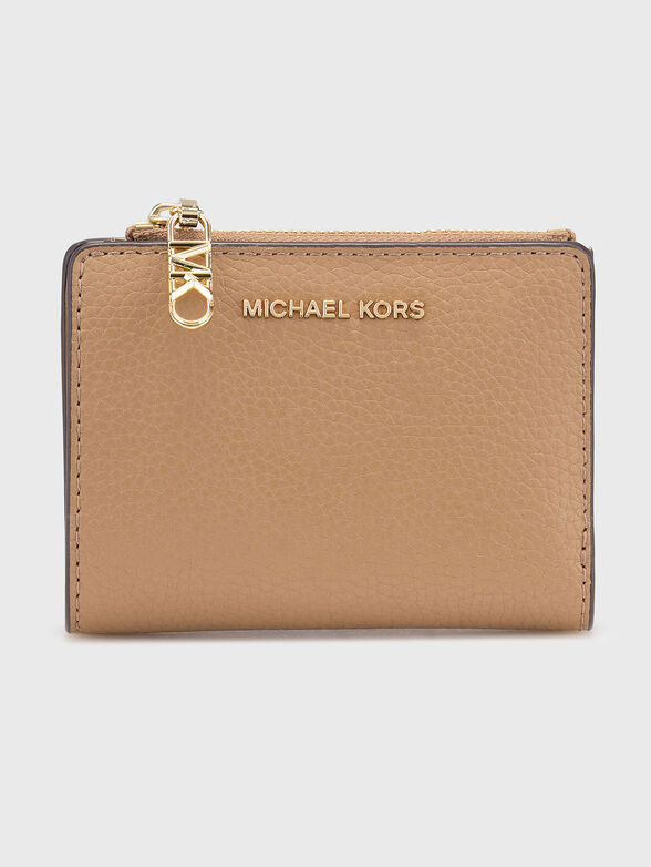 Wallet with logo detail in beige - 1