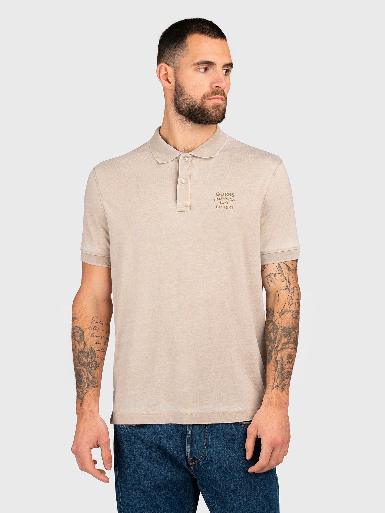 Polo shirt with short sleeves and logo brand GUESS