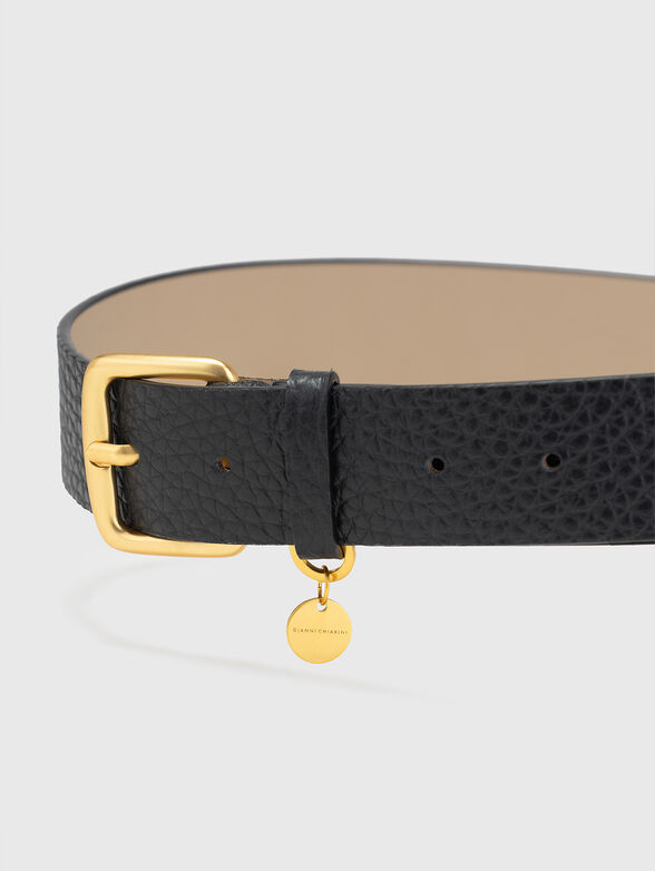 Black genuine leather belt - 4