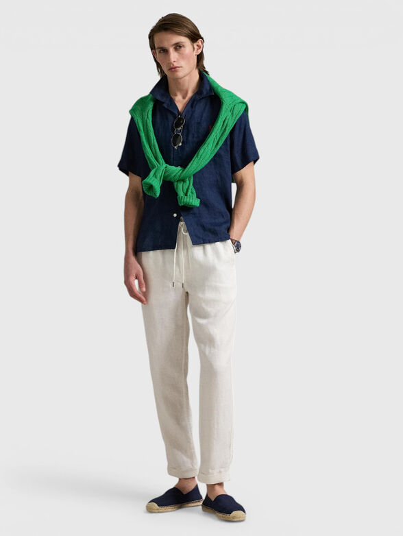 Navy blue linen shirt - 2