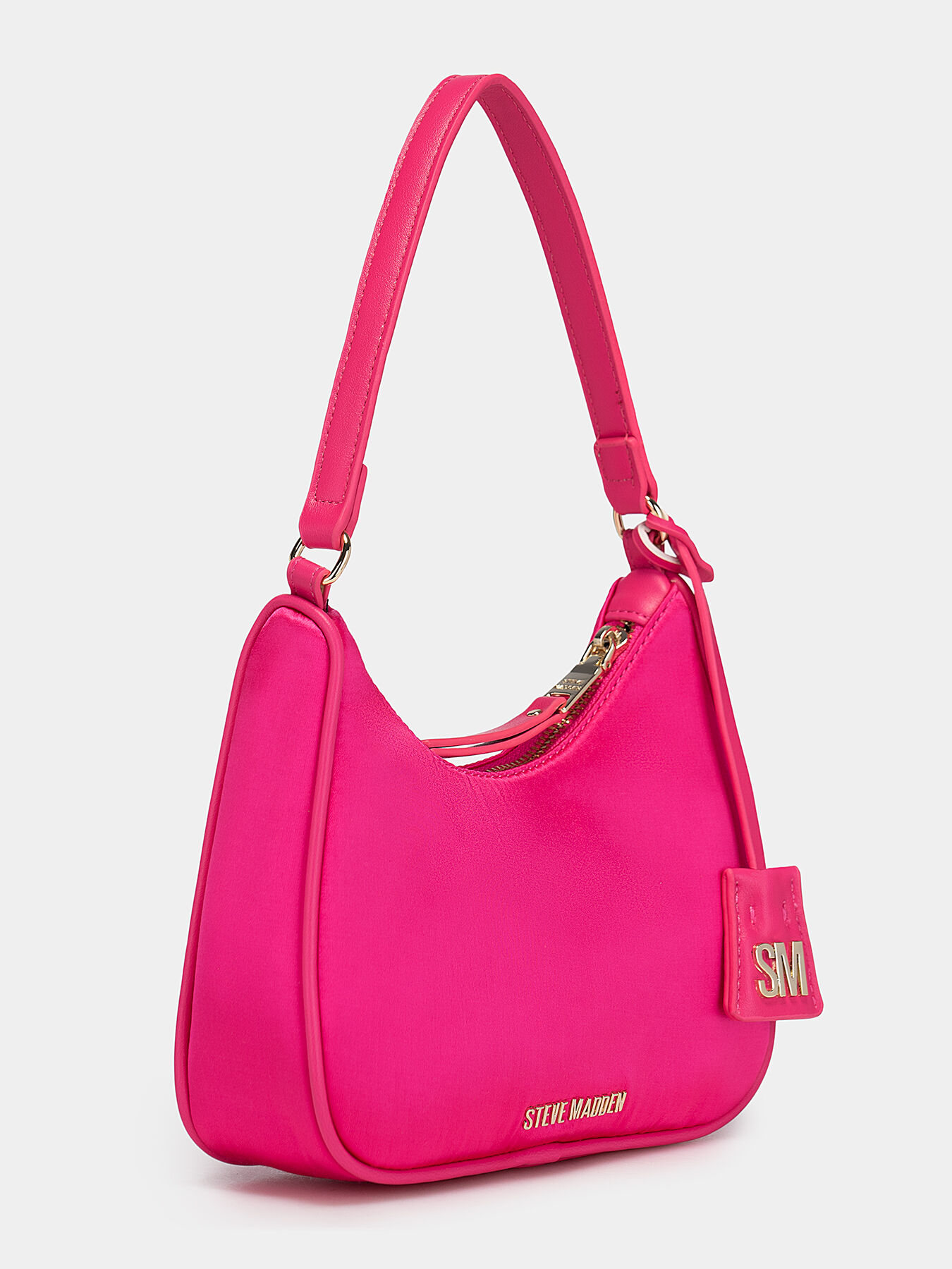 Black shoulder bag with satin texture brand STEVE MADDEN