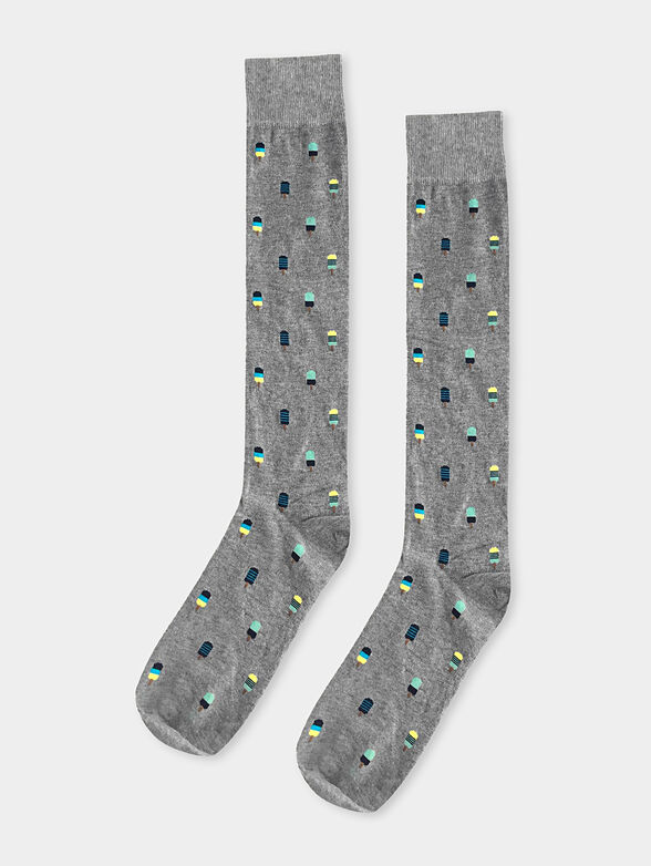 EASY LIVING grey socks with multicolor print - 1