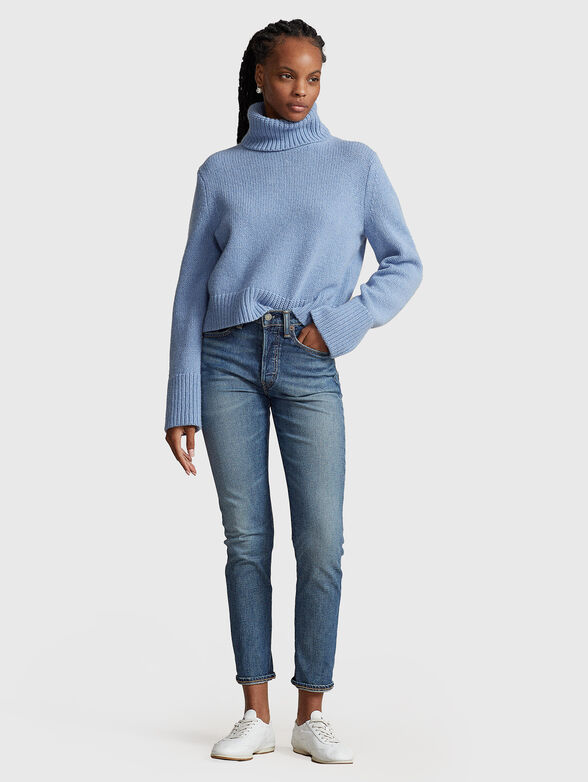 Blue wool blend sweater with turtleneck - 2