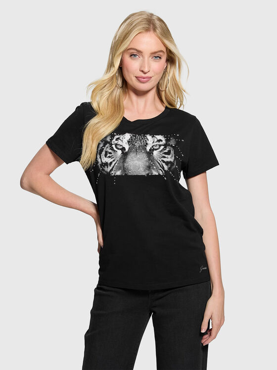 Black t-shirt with Tiger print - 1