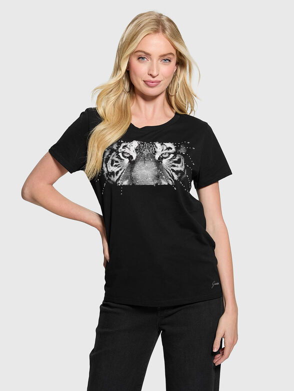 Black t-shirt with Tiger print - 1
