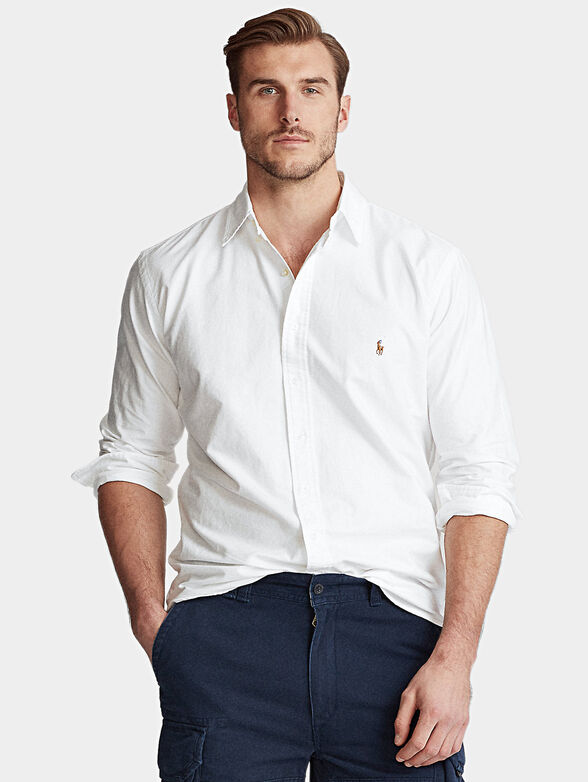 Cotton shirt with logo embroidery - 1