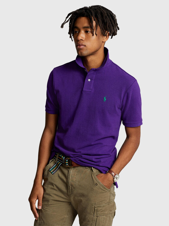 Dark purple Polo-shirt with contrasting logo - 1
