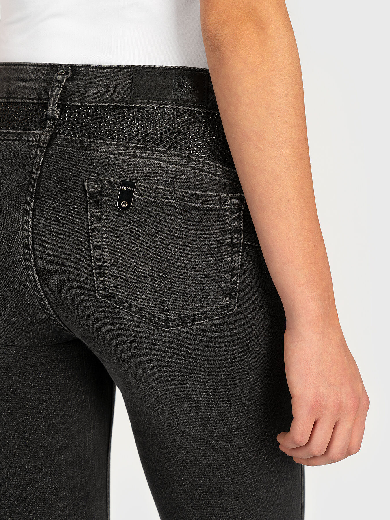 Black skinny jeans with crystals on the back brand LIU JO