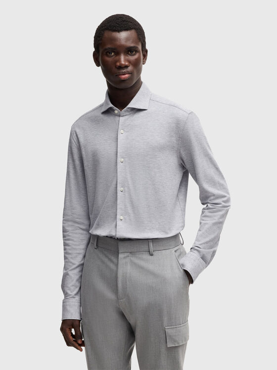 Памучна риза P-HANK в сив цвят - 1