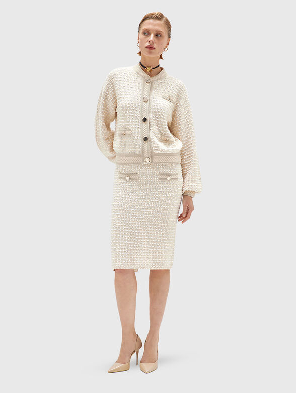 High waisted midi skirt with slit made of boucle - 4