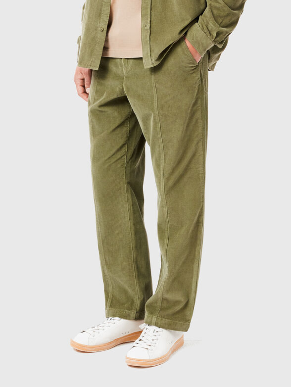 Straight Fit Velour Pants - 1