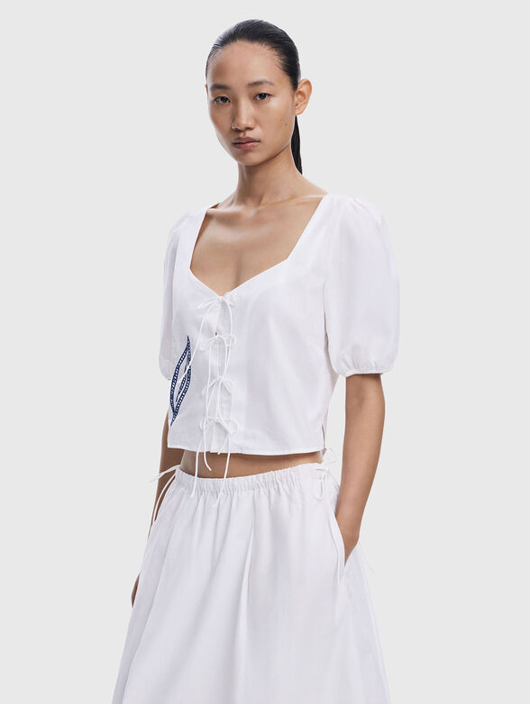 Midi cotton skirt with embroidery - 4