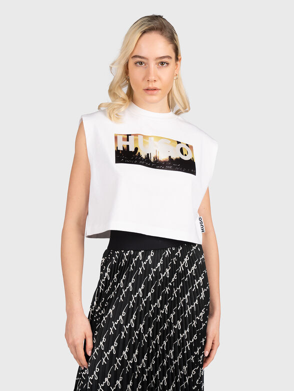 Black top with contrasting print - 1