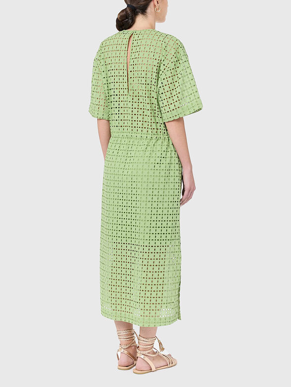 Perforated midi dress in green  - 2