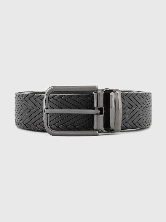 Leather belt with interwoven texture - 1