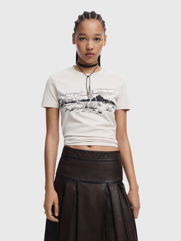 Cotton T-shirt with print - 0