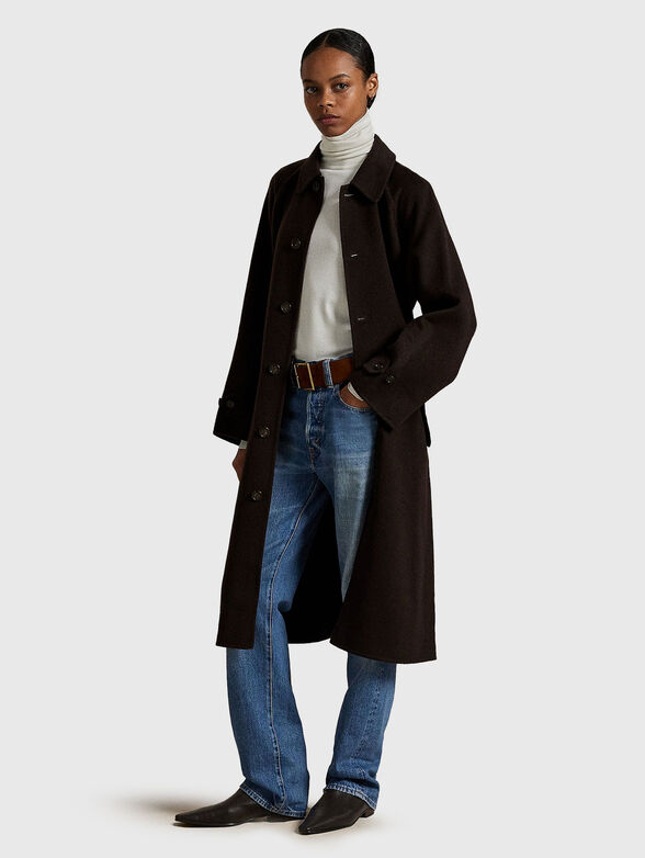 Wool coat with waist belt - 1