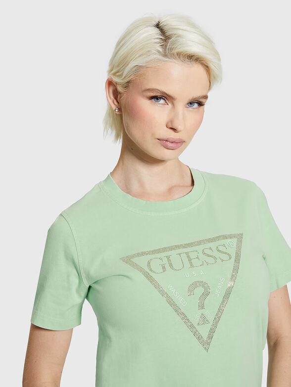 Crystal embellished T-shirt in blue - 4