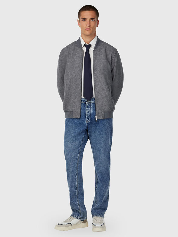 Wool blend bomber jacket with zip - 2