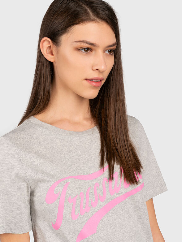 Grey T-shirt with logo print - 4