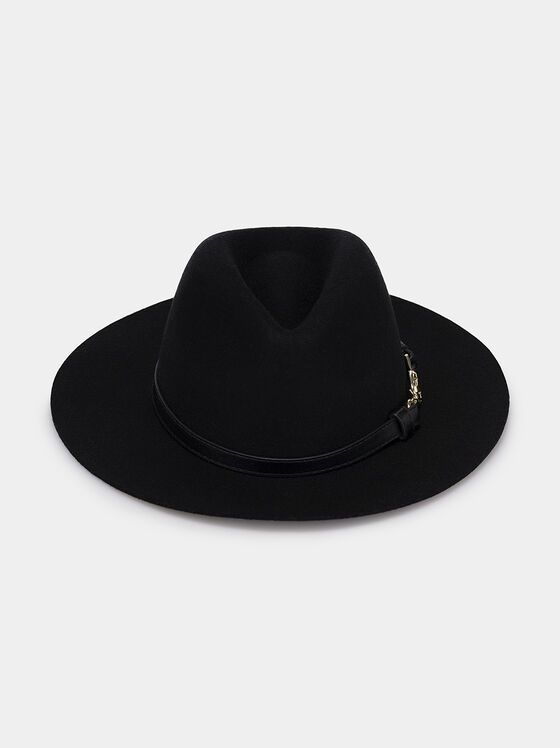 Черна вълнена федора шапка - 1