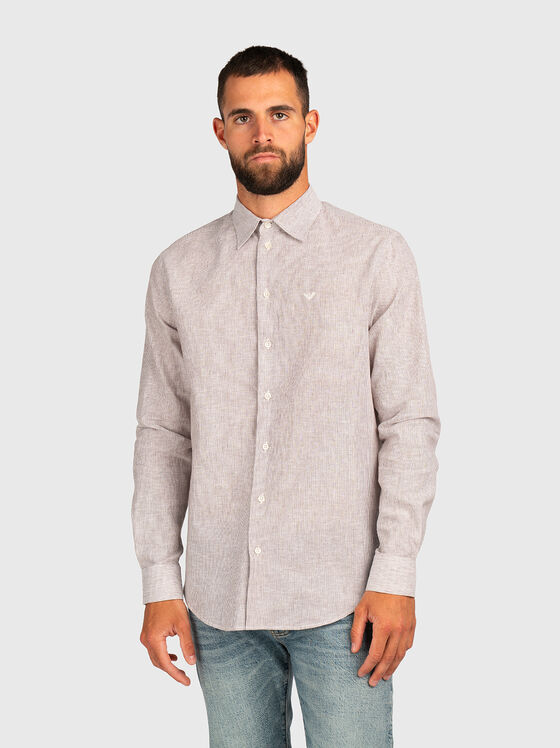 Linen and cotton shirt with logo - 1