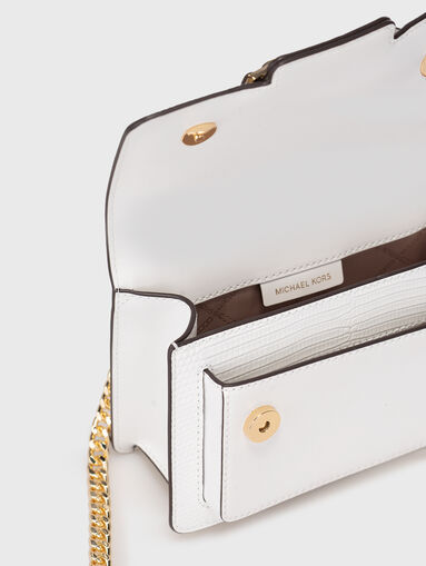 Leather crossbody bag in white color - 5