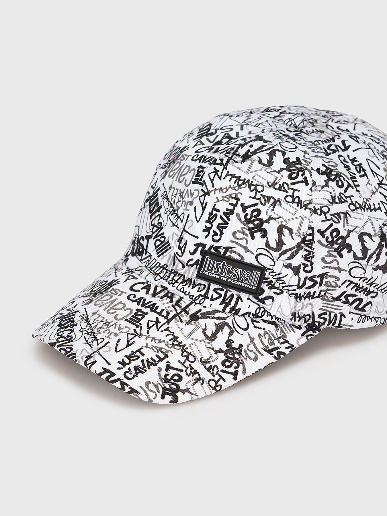 Black hat with art logo print brand Just Cavalli