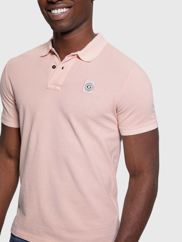 Beige cotton polo shirt with logo patch - 4