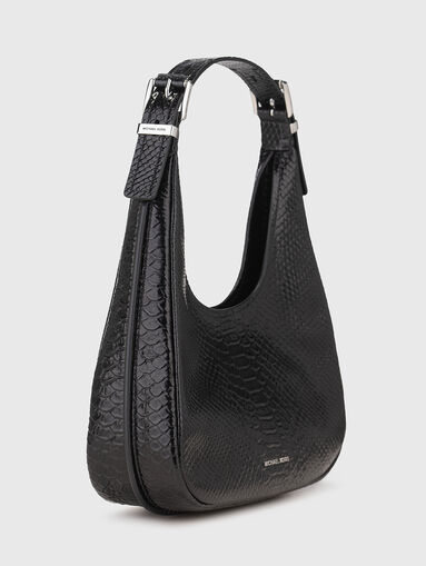 Leather hobo bag with croco effect - 3