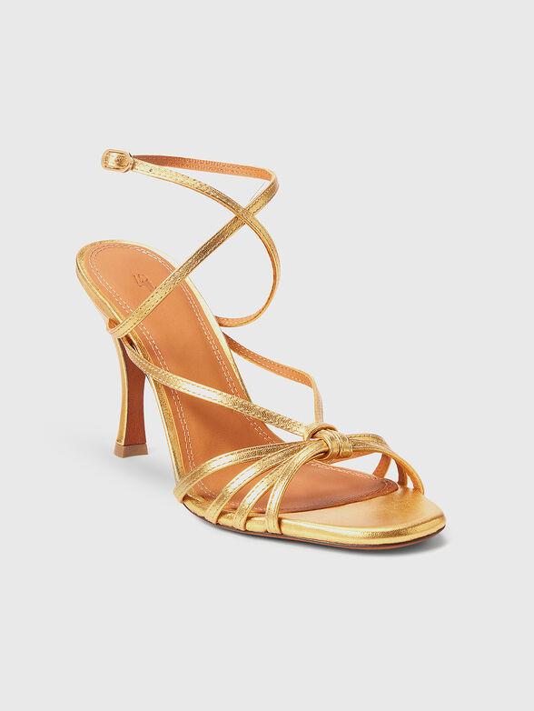 Leather gold heeled sandals - 2