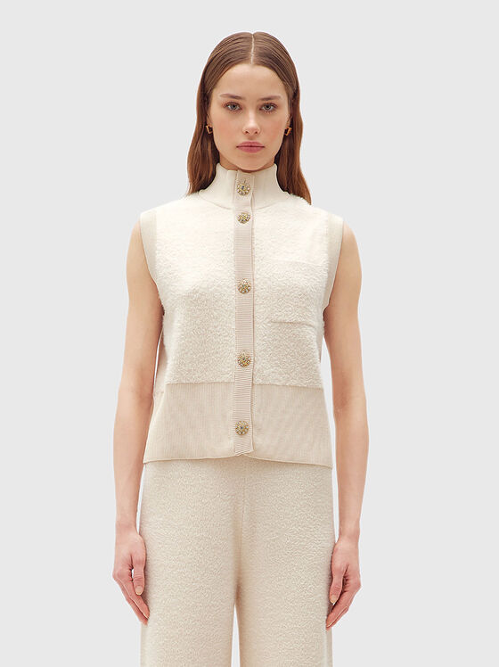 Пуловер от мека текстура без ръкави - 1