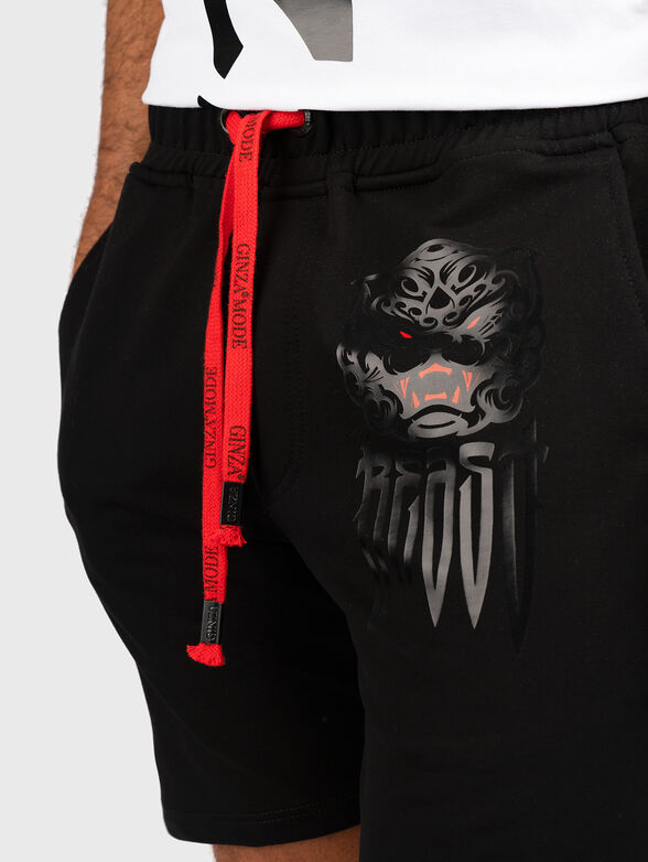 GMSH019 black shorts with accent print  - 5