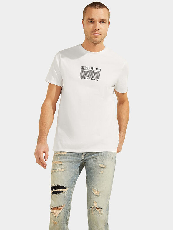 Cotton T-shirt with barcode logo print - 1
