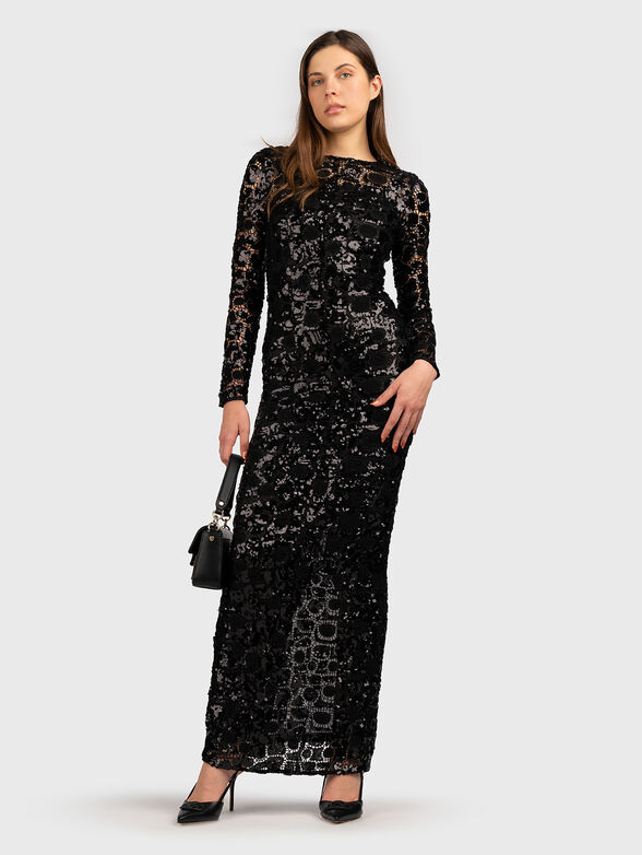 Long black dress with sequins - 6