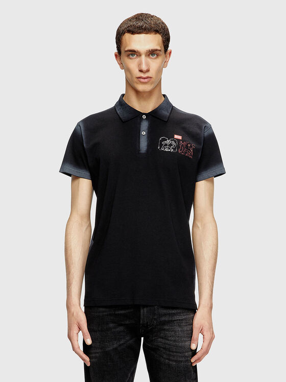 Памучен поло-шърт T-NOAH-NC с акцентен гръб - 1