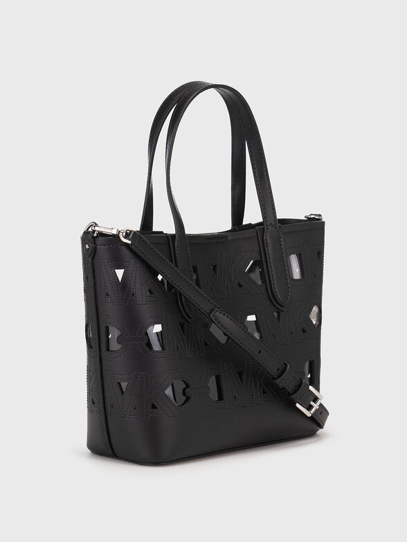 Perforated logo-detail handbag in black  - 4