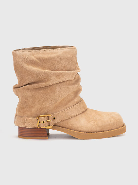 Велурени боти със златисти детайли - 1