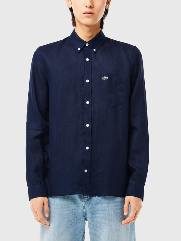 Navy blue linen shirt​ - 1