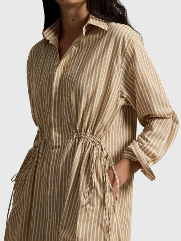 Linen and cotton wrap dress - 4