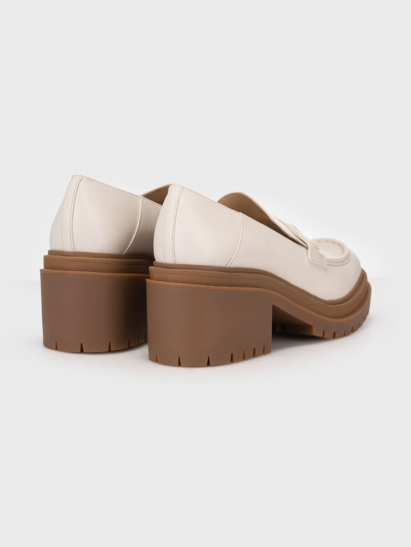 Black leather loafers with heel  - 3