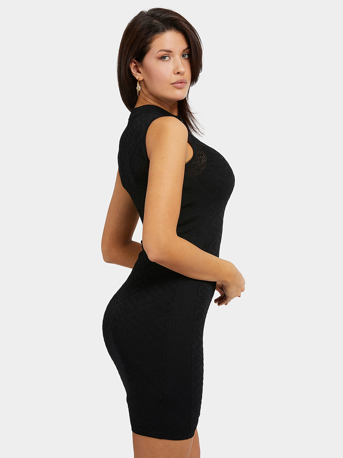 PAULA dress with logo motifs and accent buttons brand GUESS