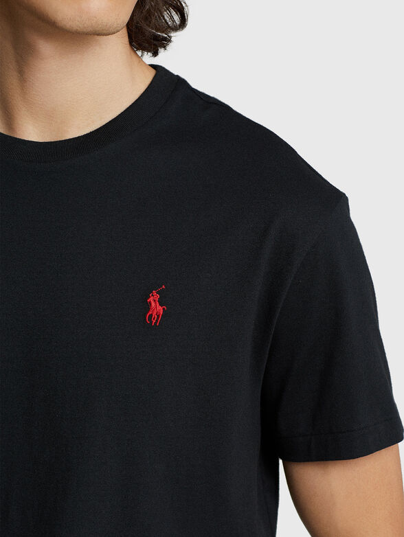 Black T-shirt with contrast logo embroidery - 4