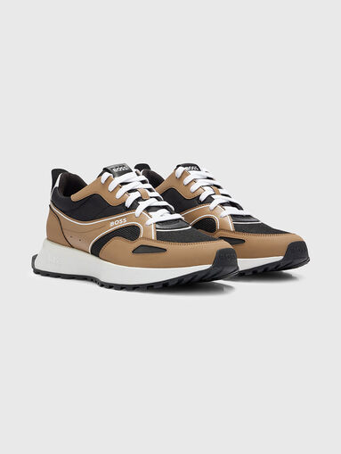 Beige sneakers with black elements - 3