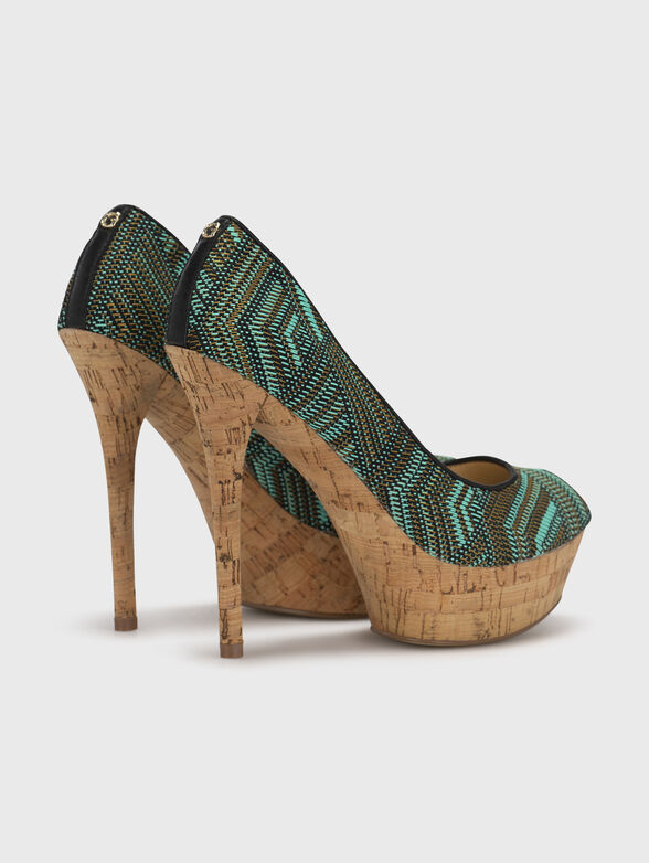 Heeled shoes in turquoise color with open toe - 3